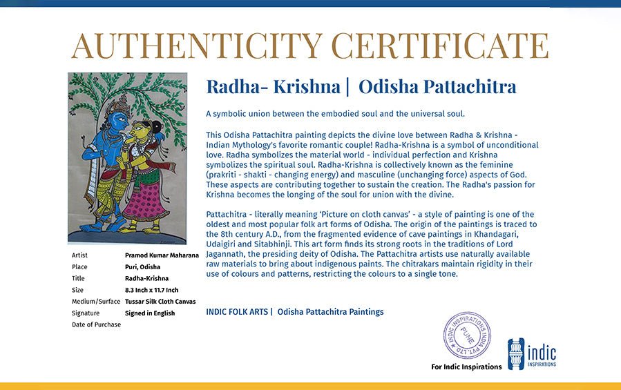 Radha-Krishna | Odisha Pattachitra Painting | A4 Frame - paintings - indic inspirations