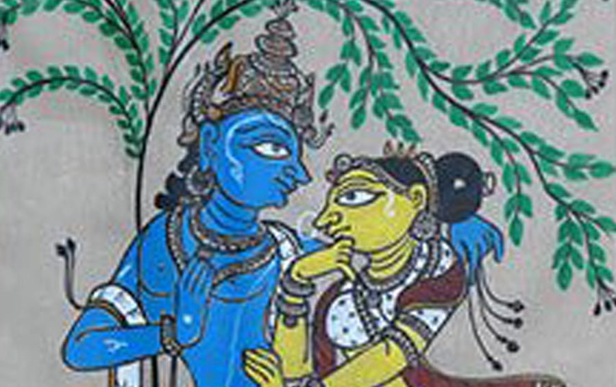 Radha-Krishna | Odisha Pattachitra Painting | A4 Frame - paintings - indic inspirations