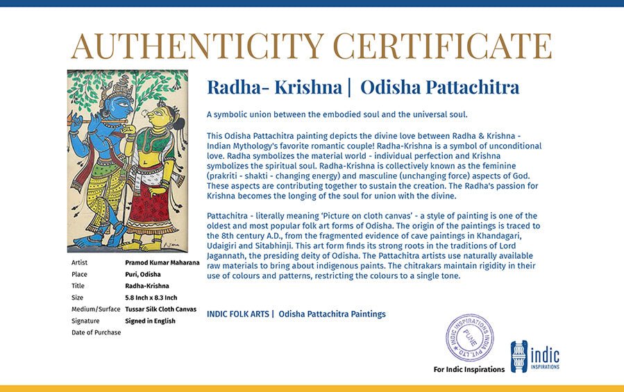 Radha-Krishna | Odisha Pattachitra Painting | A5 Frame - paintings - indic inspirations