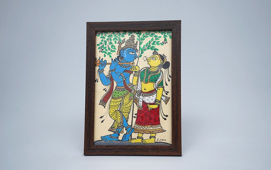Radha-Krishna | Odisha Pattachitra Painting | A5 Frame - paintings - indic inspirations