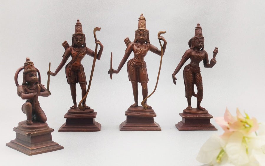 Ramayana Story | Handcrafted Panchaloha Idols Set - Sculptures - indic inspirations