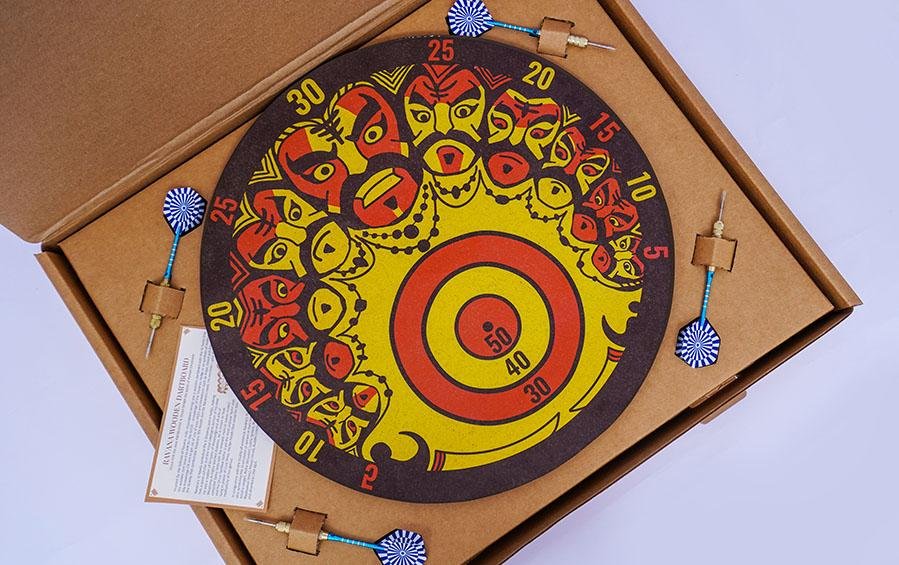 RAVANA WOODEN DARTBOARD - 16" - Games - indic inspirations