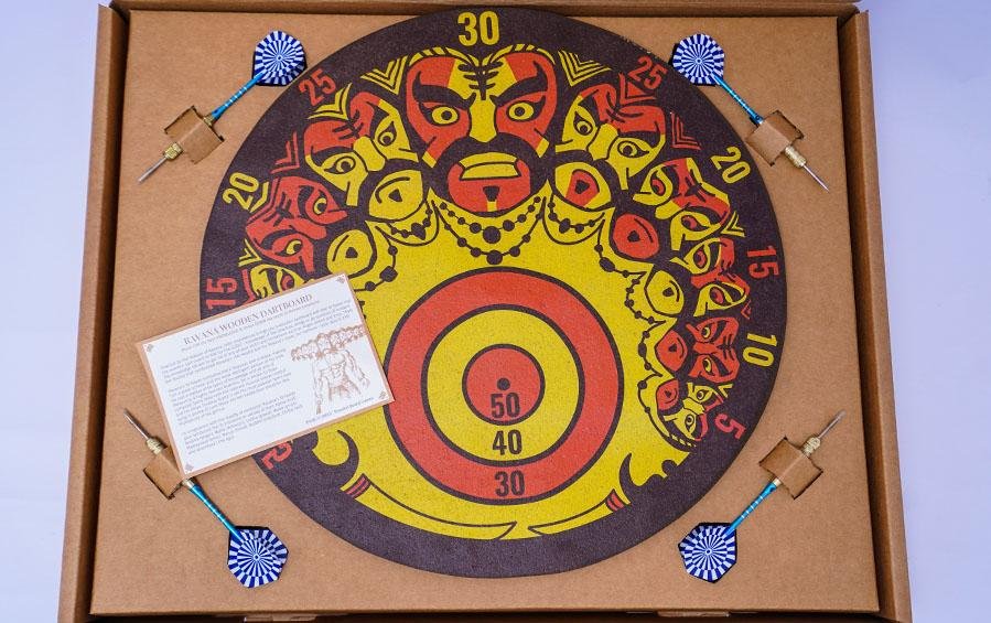 RAVANA WOODEN DARTBOARD - 16" - Games - indic inspirations