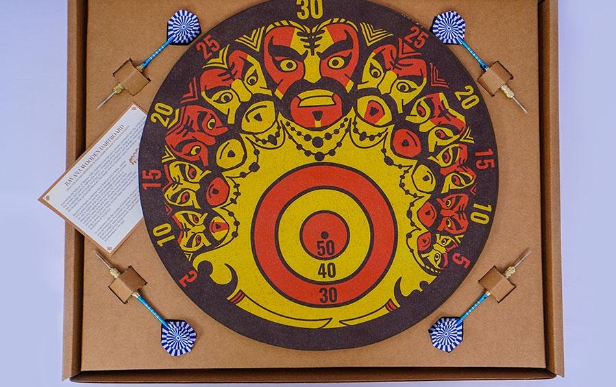 RAVANA WOODEN DARTBOARD - 16" - Games - indic inspirations