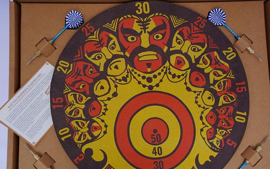 RAVANA WOODEN DARTBOARD - 16" - Games - indic inspirations