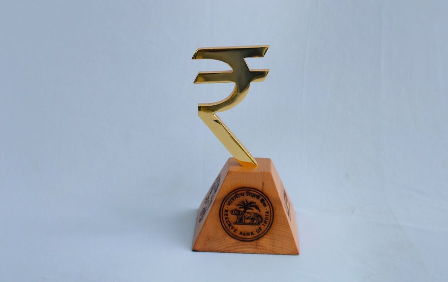 ₹ | Rupee - Trophy and Medallion - Desk showpiece - indic inspirations