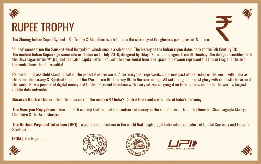 ₹ | Rupee - Trophy & Medallion - Desk showpiece - indic inspirations