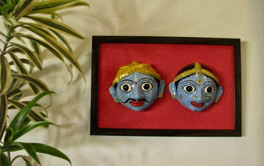 RURAL COUPLE : CHERIAL MASK FRAMED - masks - indic inspirations