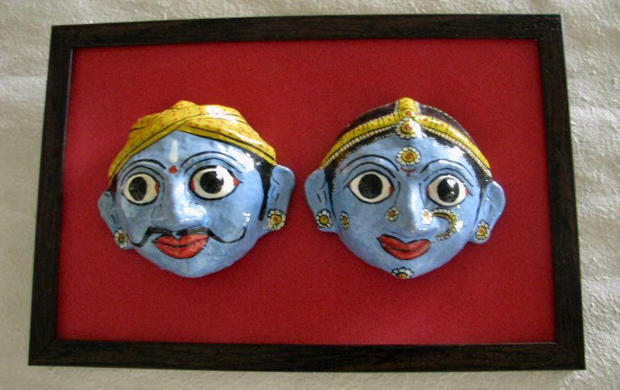 RURAL COUPLE : CHERIAL MASK FRAMED - masks - indic inspirations