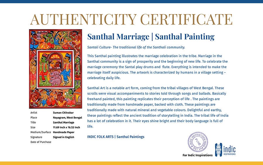 Santhal Marriage | Santhal Painting | A3 Frame - paintings - indic inspirations