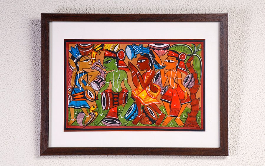 Santhal Marriage | Santhal Painting | A4 Frame - paintings - indic inspirations