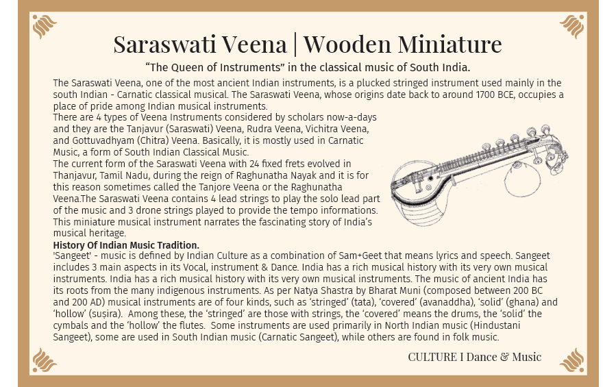 Buy Wooden Miniature Musical Instrument Saraswati Veena Online