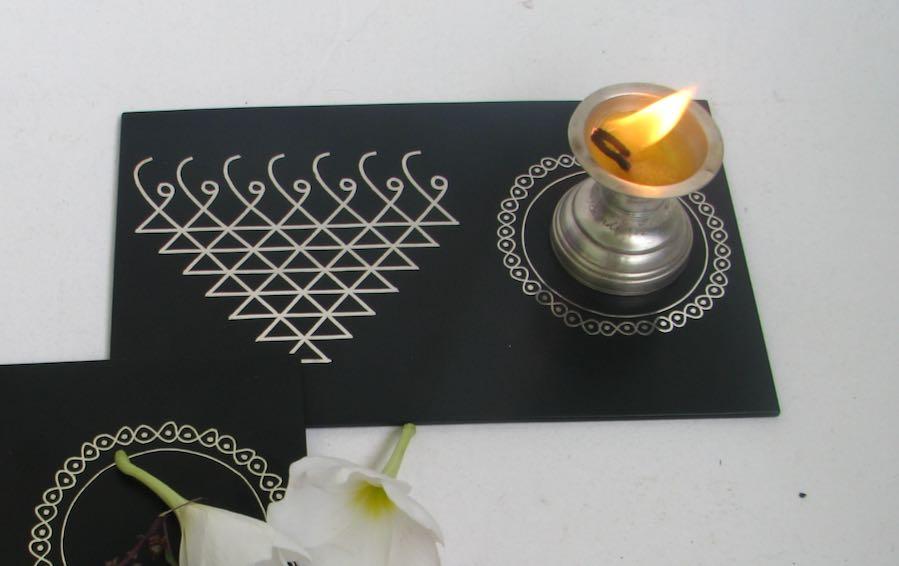 Saraswati Yantra Diya Plate - Coasters - indic inspirations