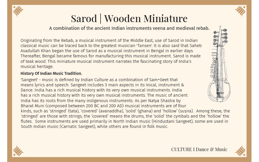 Buy Wooden Miniature Musical Instrument - Sarod Online Indic Inspirations