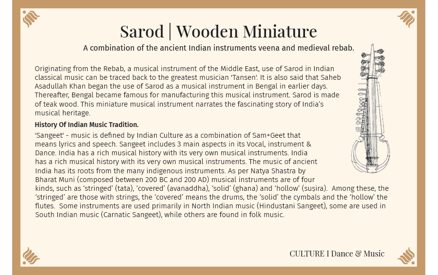 Sarod | Wooden Miniature - Miniature Musical Instruments - indic inspirations