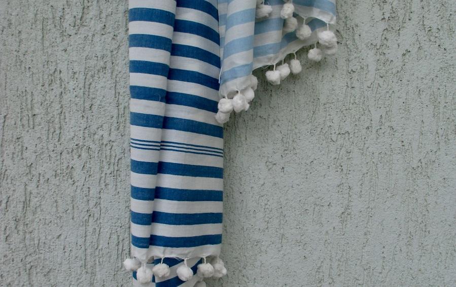 SCARF – BENGAL HANDLOOM COTTON | BLUE STRIPES - Scarves - indic inspirations