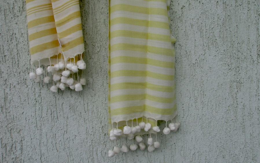 SCARF – BENGAL HANDLOOM COTTON | YELLOW STRIPES - Scarves - indic inspirations