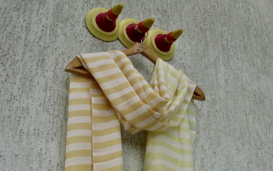 SCARF – BENGAL HANDLOOM COTTON | YELLOW STRIPES - Scarves - indic inspirations