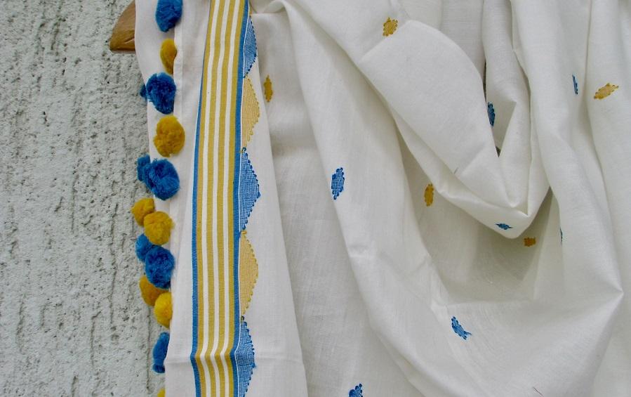 SCARF – JAMDANI | COLOURFUL TEMPLE WEAVE - Scarves - indic inspirations
