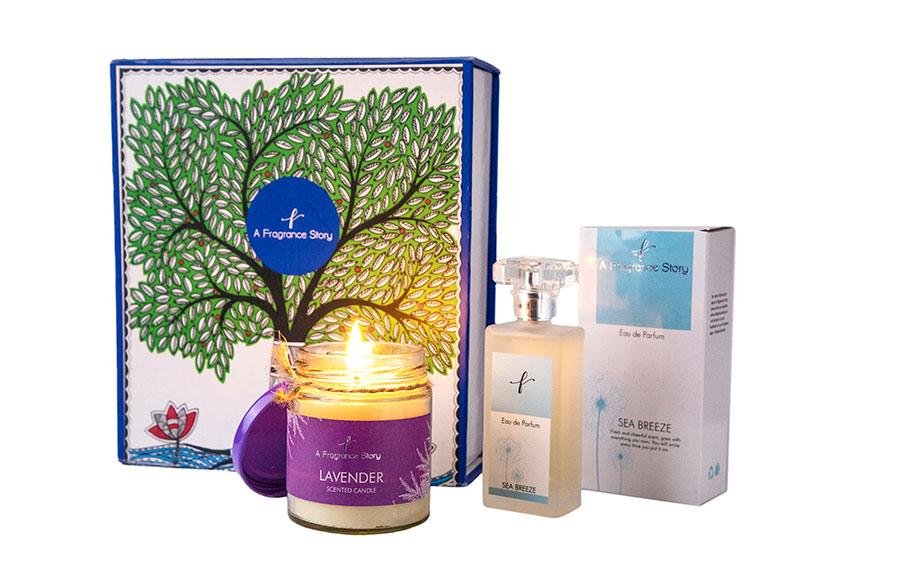 Sea Breeze + Lavender Scented Candle - Perfume and Scented Candles Set - indic inspirations