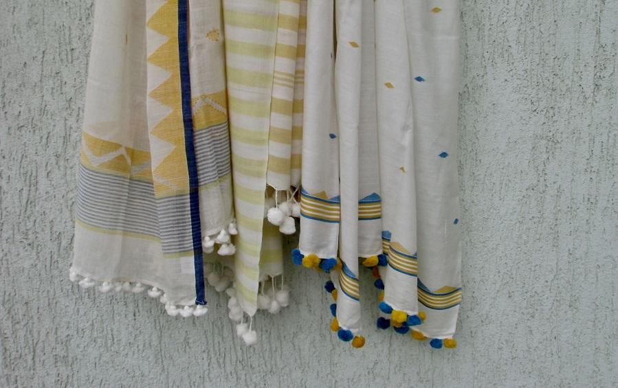 SET OF 3 SCARVES – YELLOW - Scarves - indic inspirations