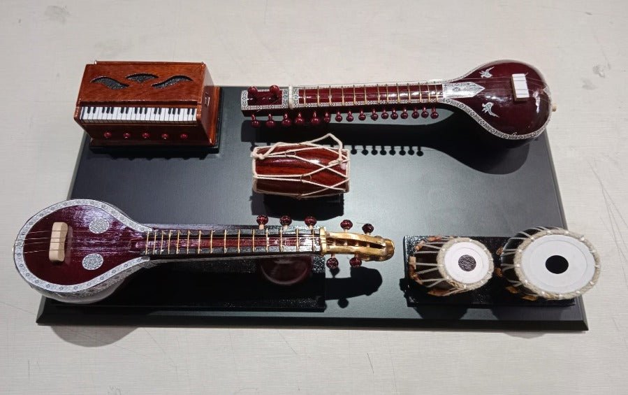 Indian Mini Instruments Buy Wooden Set of 5 Miniature Musical Instruments Online Indic Inspirations