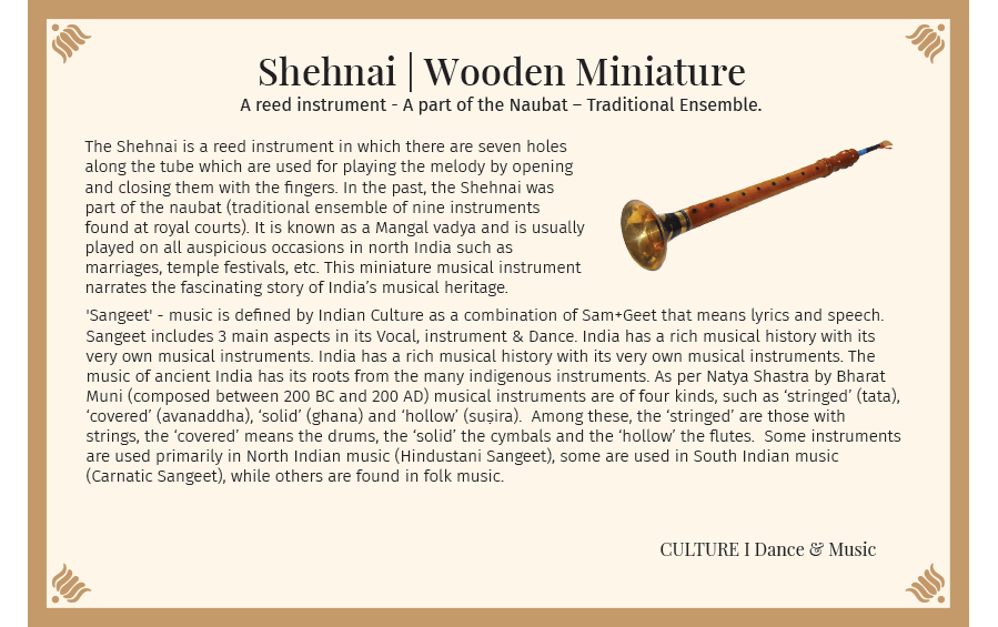 Shehnai | Wooden Miniature - Miniature Musical Instruments - indic inspirations