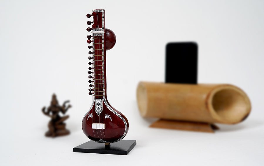 Scitar Instrument Buy Wooden Miniature Musical Instrument - Sitar Online Indic Inspirations