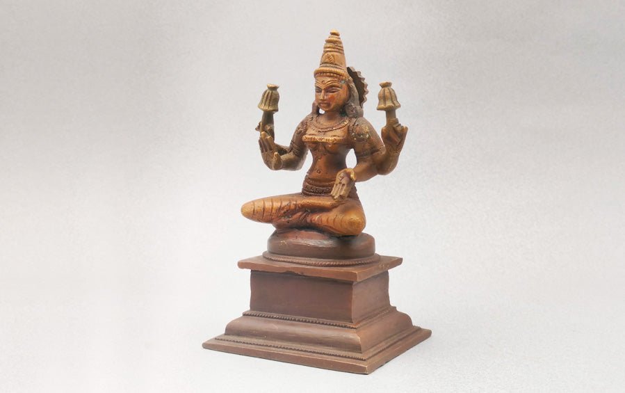 Sitting Lakshmi 5" - Antique - Sculptures - indic inspirations