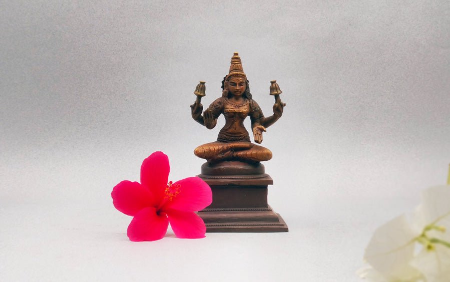 Sitting Lakshmi 5" - Antique - Sculptures - indic inspirations