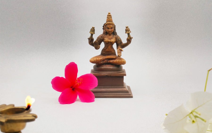 Sitting Lakshmi 5" - Antique - Sculptures - indic inspirations