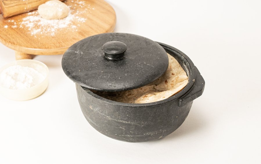 Soapstone Chapatti Box - 2 Lit - Casseroles - indic inspirations