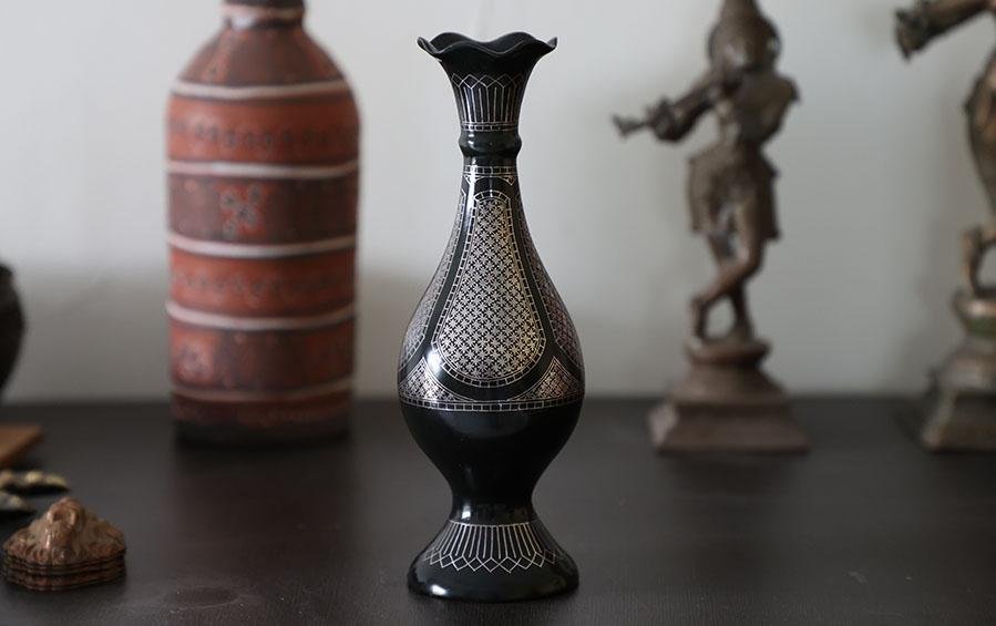 Star Work - Bidri Vase - vases - indic inspirations