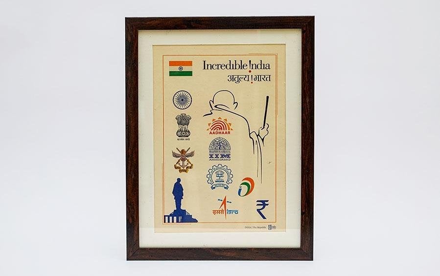 Symbols of Modern India (Colour) A3 - Wall Frame - Wall Frames - indic inspirations