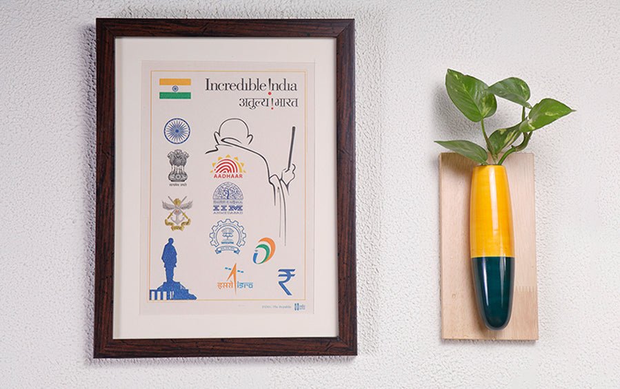 Symbols of Modern India (Colour)- Wall Frame - Wall Frames - indic inspirations