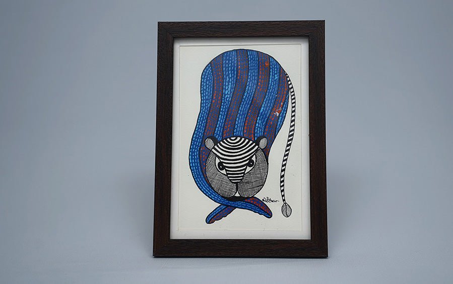 Tiger | Gond Painting | A5 Frame - paintings - indic inspirations