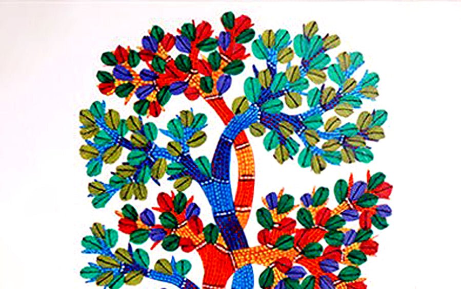 Tree | Gond Painting | A3 Frame - paintings - indic inspirations