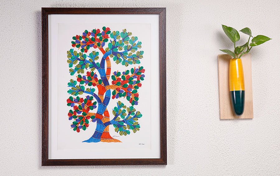 Tree | Gond Painting | A3 Frame - paintings - indic inspirations