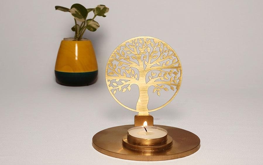 Tree of Life Diya – Brass Cutwork - Tealight Holders - indic inspirations