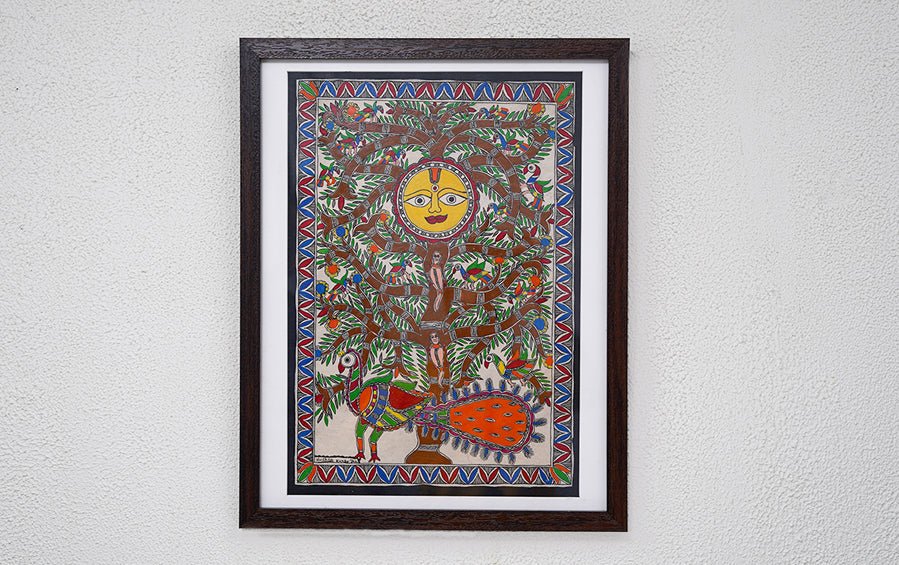 Tree of Life | Madhubani Painting | A3 Frame - paintings - indic inspirations