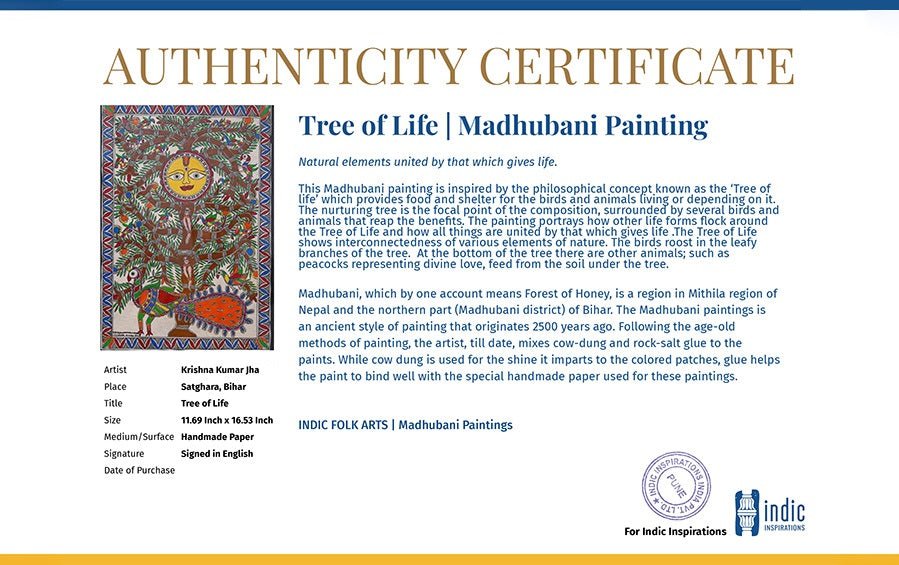 Tree of Life | Madhubani Painting | A3 Frame - paintings - indic inspirations