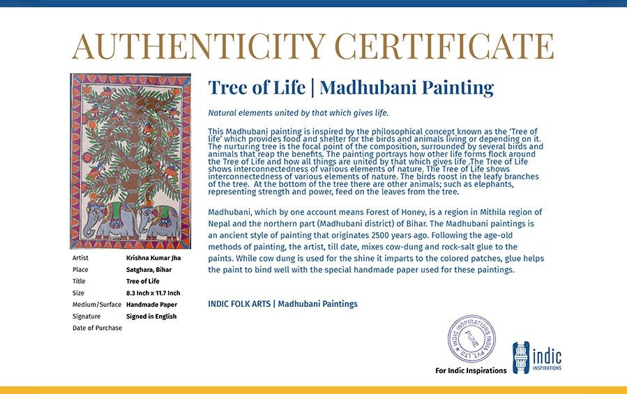 Tree of Life | Madhubani Painting | A4 Frame - paintings - indic inspirations