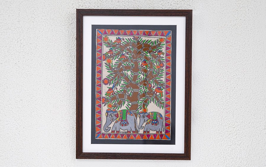 Tree of Life | Madhubani Painting | A4 Frame - paintings - indic inspirations