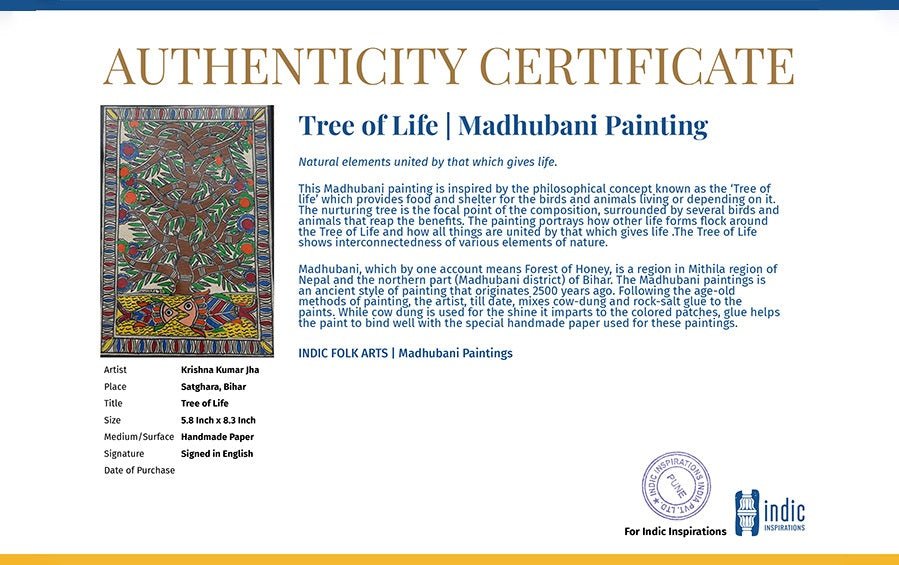 Tree of Life | Madhubani Painting | A5 Frame - paintings - indic inspirations