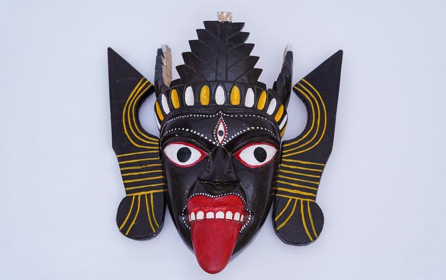 Tribal Kali Wooden Mask - Masks - indic inspirations