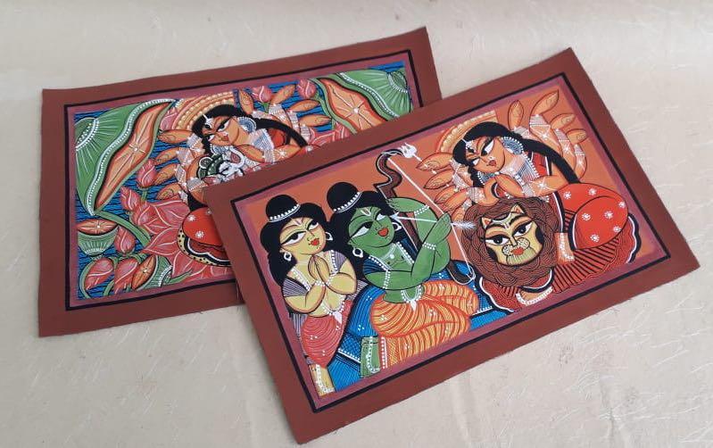 TRIDEVI - BENGAL PATTACHITRA - paintings - indic inspirations