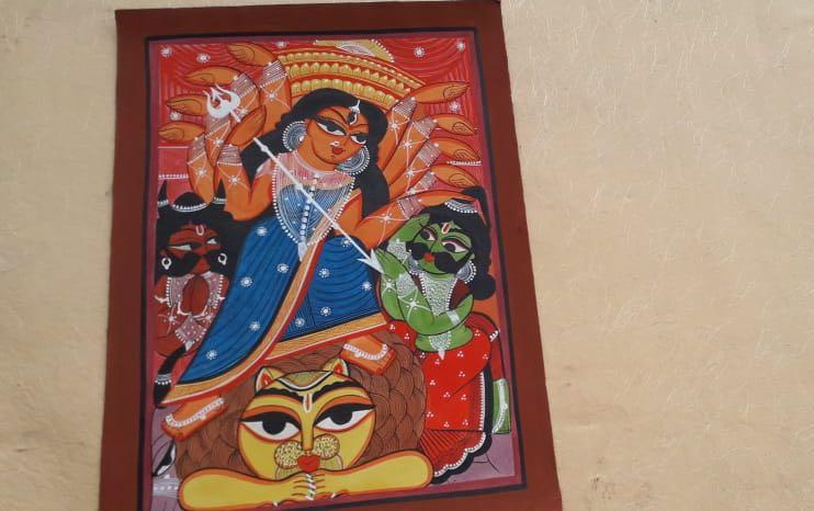 TRIDEVI - BENGAL PATTACHITRA - paintings - indic inspirations