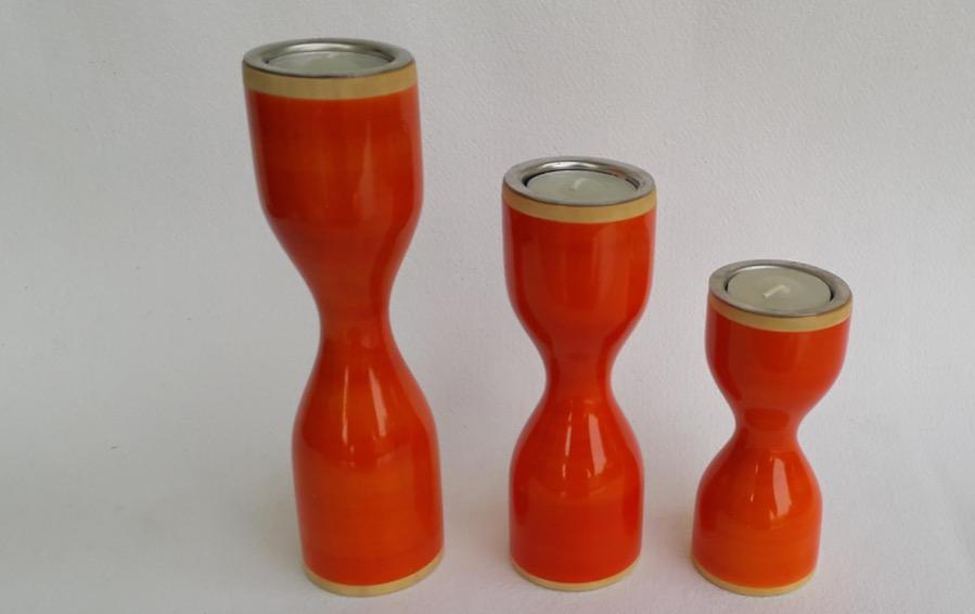 Triune - Candle Holder - Orange - Candle holders - indic inspirations