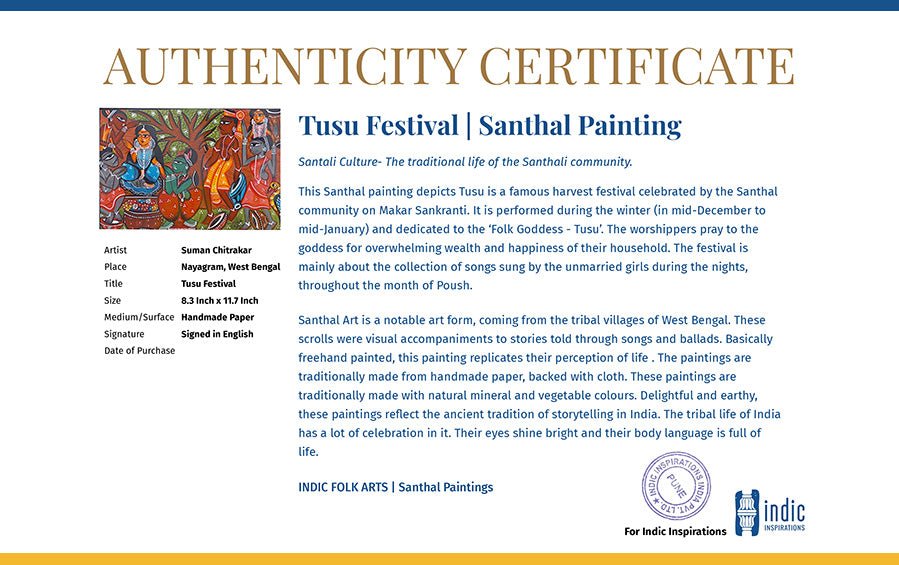 Tusu Festival | Santhal Painting | A4 Frame - paintings - indic inspirations