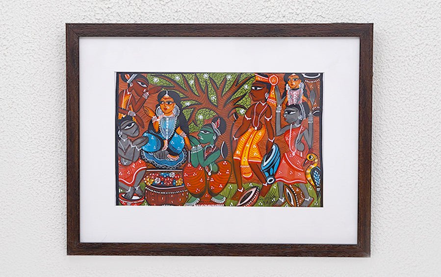 Tusu Festival | Santhal Painting | A4 Frame - paintings - indic inspirations
